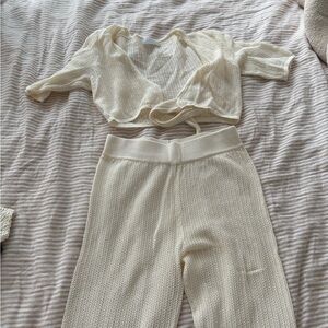 Monday Swimwear Cream Knit Coverup Set